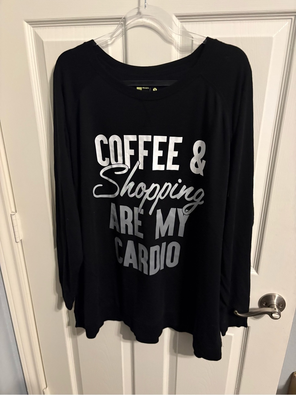 430- Xersion Black Crewneck Sweater with Silver Graphic
